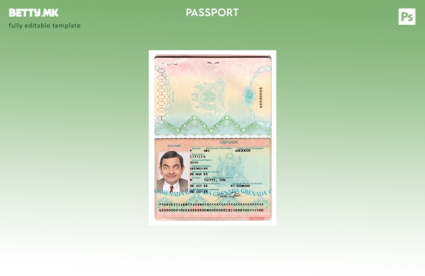 Шаблон за пасош на Гренада во модерен стил